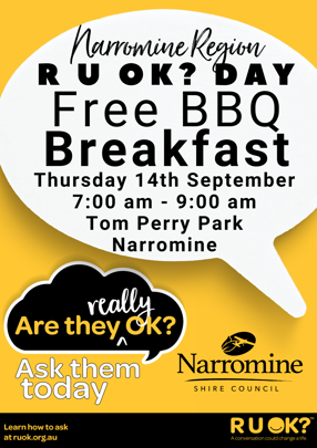 R U OK?Day Free BBQ Breakfast 